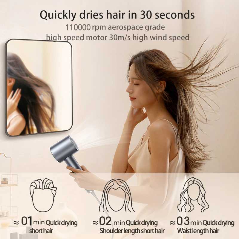 Portable Hair Dryer LCD Display Lightweight Fast Drying Negative Ion Blow Motor ToolXJ241021