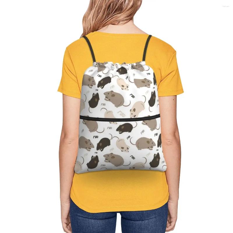 2025 NEW Backpack Rat Pattern Portable Backpac Drawstring Bag Multi-function Bundle Pocket Sundries Bags For Travel Sport Man Woman zhanyishengli