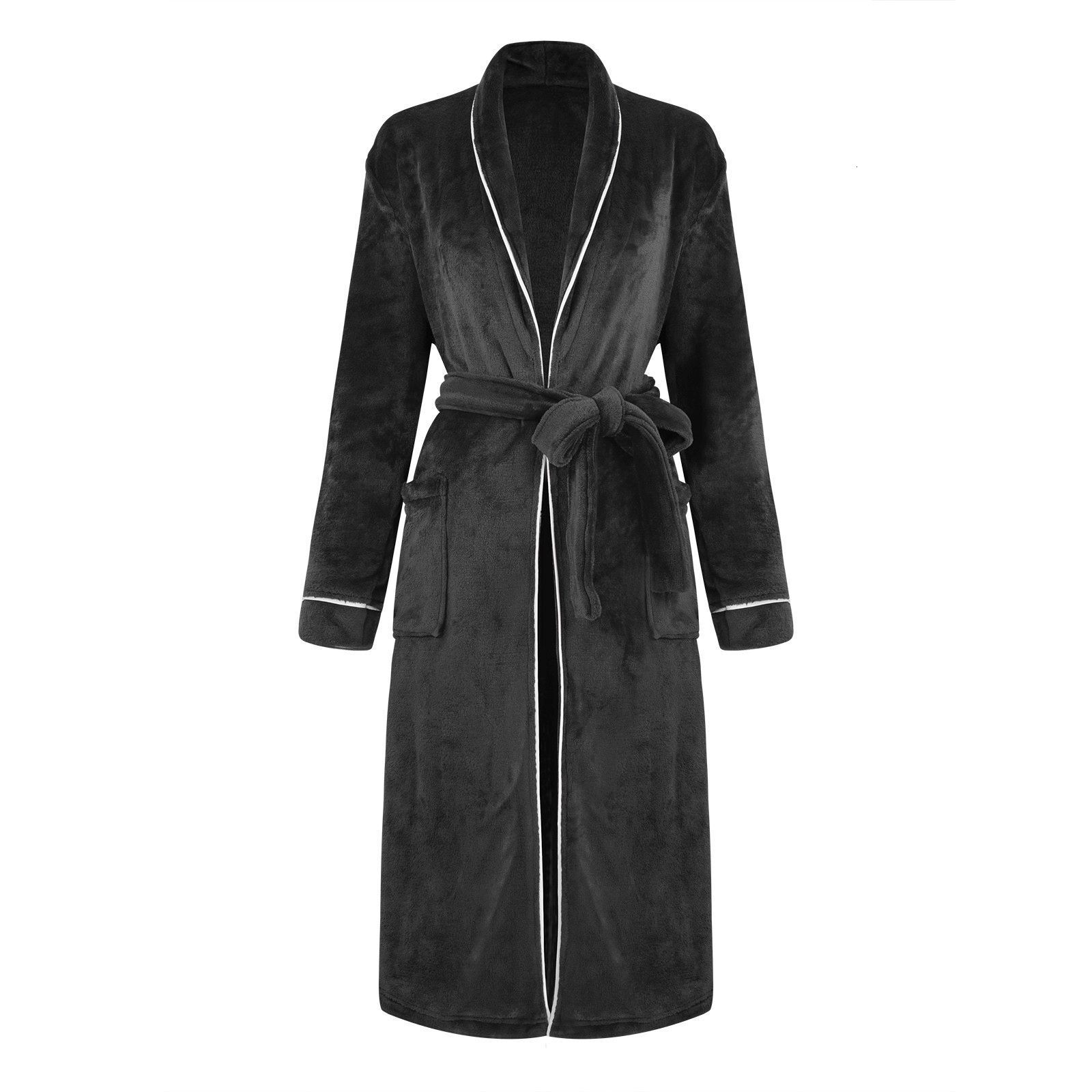 Designer's New Flannel Nightgown Women In Winter, Thickened And Elongated Coral Fleece Bathrobe For Men, Couple's Sleepwear
