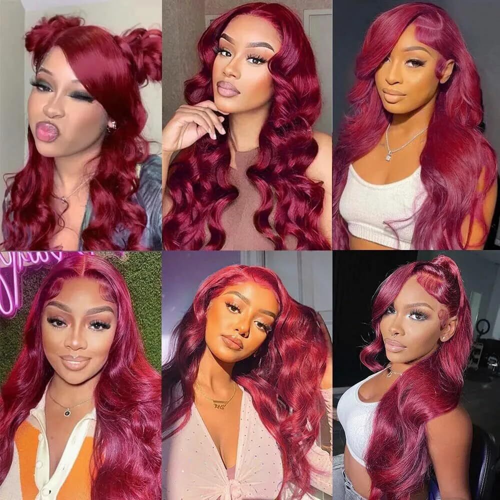 Bury Body Wave Brazilian Red Color Human Bundles #99J Bundle Hair Extensions synthetic hair Remy Weaving