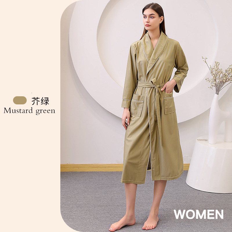 Designer 2024 Summer Thin Satin Bathrobe With Water Absorption Quick Drying, Couple's Sleeping Robe, Women's Long Plus Size, Yukata, Men