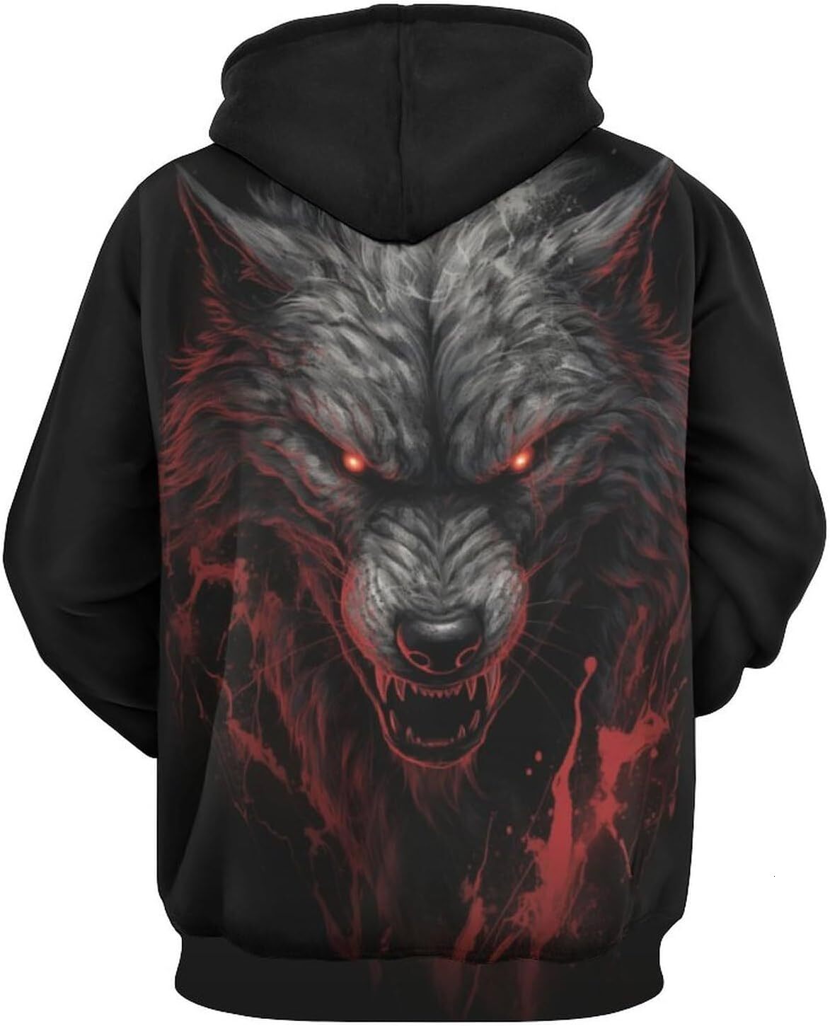 Hoodie for Mens Womens Mens White Wolf King Hoodie Novelty Colorful Art Long Sleeve Sweatshirt Pullover Graphic Hoodies sweatshirt Pullover Long Sleev