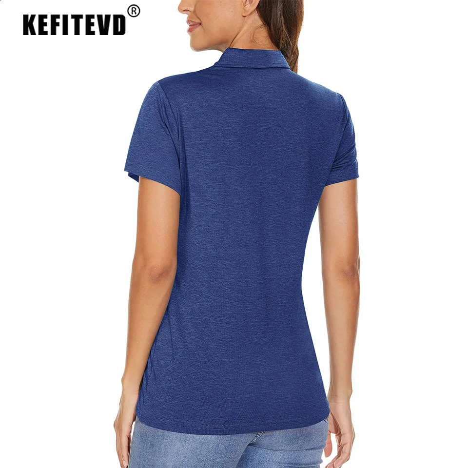 KEFITEVD Summer Polo Shirt Womens Collar Short sleeved T-shirt Quick drying Lightweight Running Sports Tennis Golf Polo Top 240930