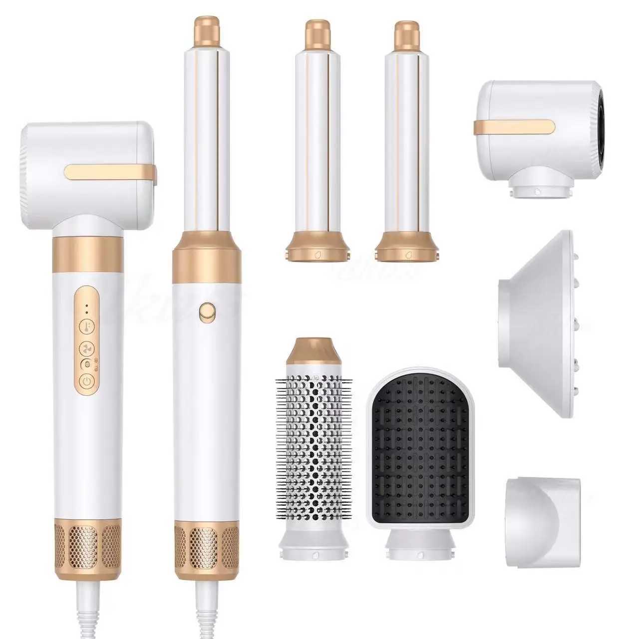 7 in 1 Hair Dryer 1400W Straightener Hair Brush Hot Comb Professional Auto Wrap Dryer Straightening Brush Automatic Curling IronXJ241007
