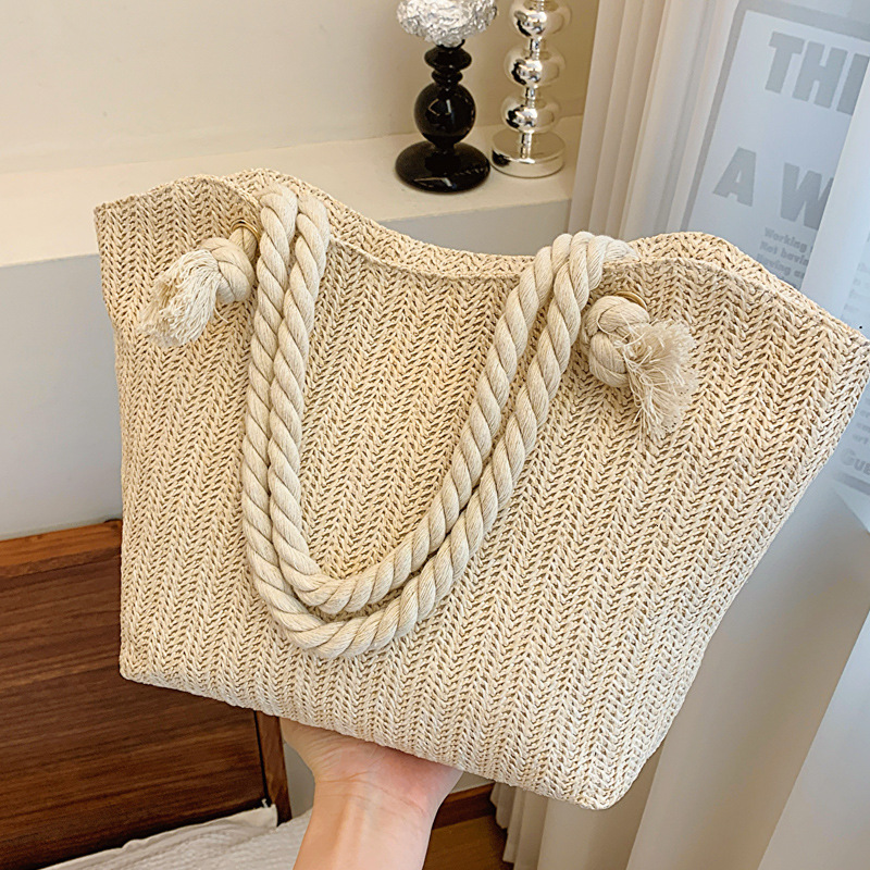 2025S Fashion Designer New Fashion Straw Large Capacity Single Shoulder Tote Bag Small Fresh Underarm Braided Handbag For Women
