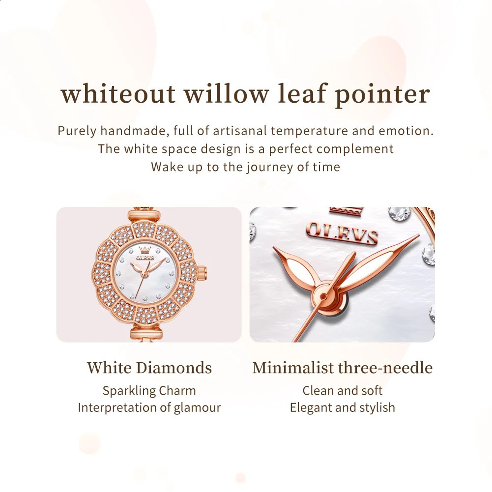 OLEVS Womens Watch Waterproof Quartz Watch High end Rose Gold Inlaid Diamond Elegant Womens Watch Relojes Mujer 240924