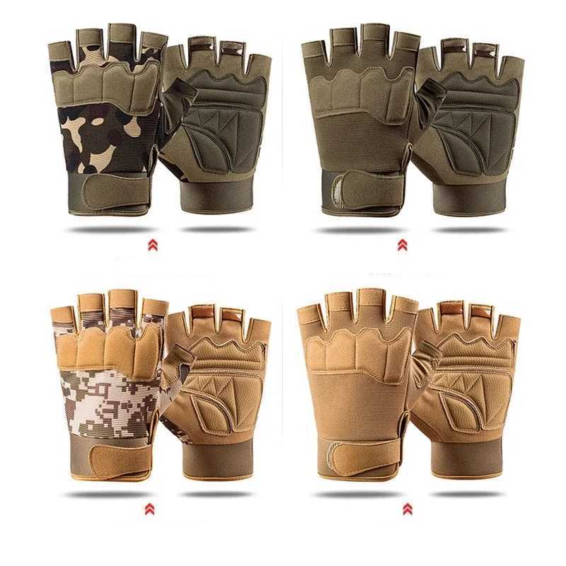 Half finger outdoor tactical gloves mens and womens camouflage sports gloves breathable and non slip suitable for CS fitness cycling CL241008