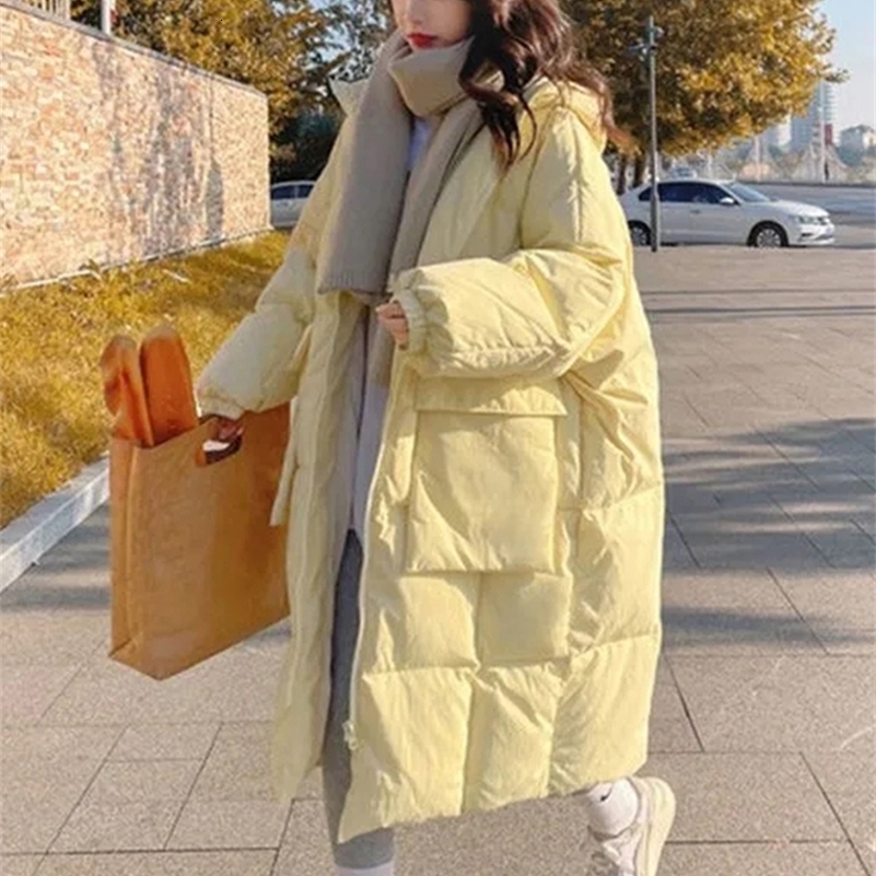Down Cotton Parkas Women Long Padded Jacket Winter Female Oversized Loose Warm Coats Ladies Korean Fashion Hooded Long Jacket 240930