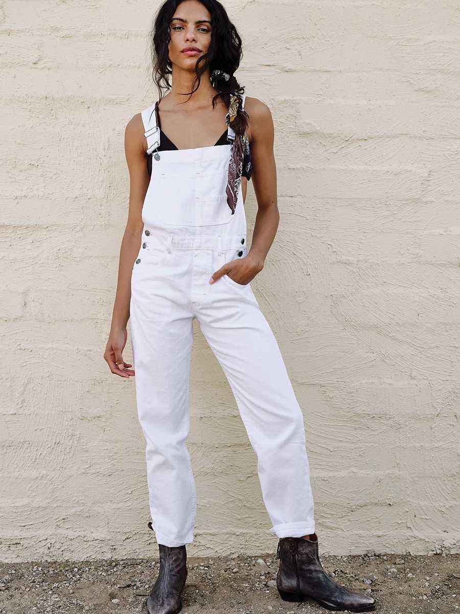 Womens Vintage Retro Denim Long Jumpsuit Casual Spaghetti Strap Straight Romper Suspender Pants Summer Baggy Bib Loose Overalls W250306