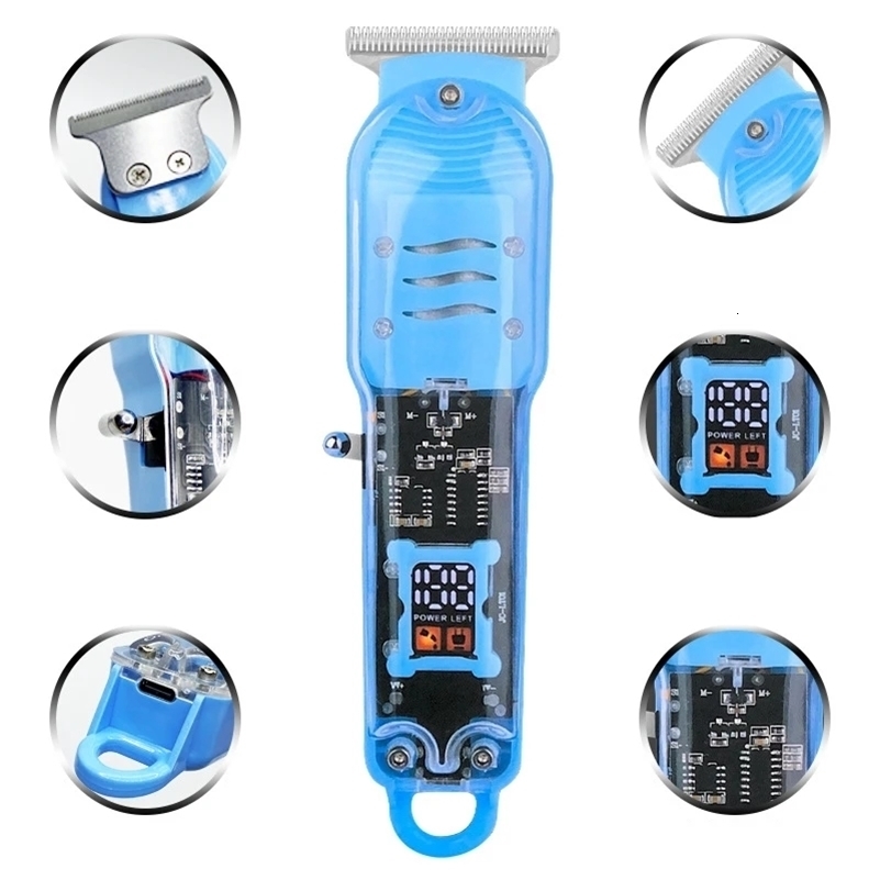T9 Rechargeable Hair Clippers Transparent Professional Electric Trimmers For Men Cordless Cut Machine y240911