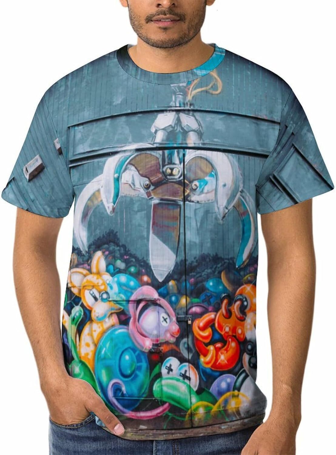 Mens T shirt Street Graffiti Novelty Casual T-Shirt - Trendy Urban Wear for Men and Women graphic tee Casual tops summer clothes Short sleeve cool