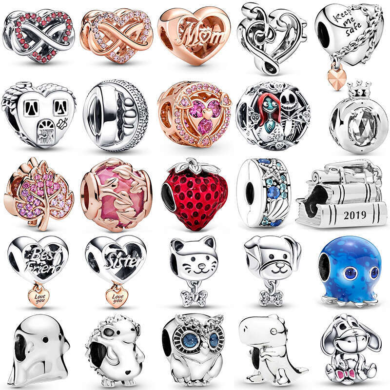 925 Sterling Silver Ocean Octopus Strawberry Love Heart Lock Beads Fit Original Dangle Charm Bracelet Women DIY Jewelry