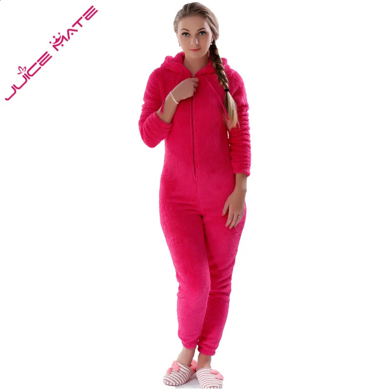 Winter Warm Pajamas Womens Onesies Fluffy Wool jumpsuit Plus Hoodie Splicing 240930