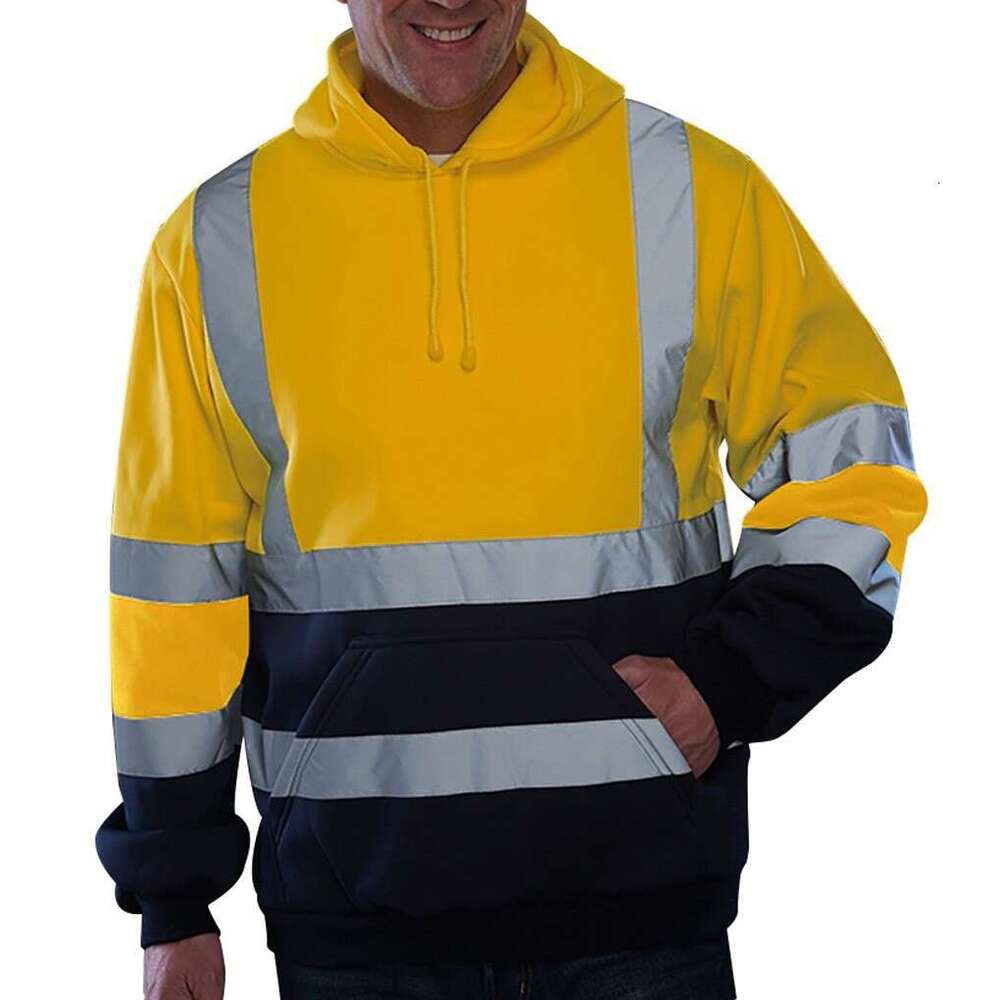 shanshi men hoodies designers New Men's Sports Reflective Splicing Large Size Environmental Sanitation Hoodie