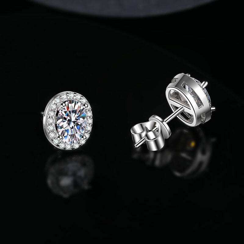 s sterg sier D color Moissanite dia female classic egg-shaped earrings fashion