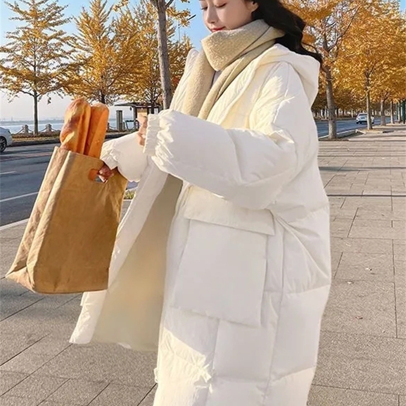 Down Cotton Parkas Women Long Padded Jacket Winter Female Oversized Loose Warm Coats Ladies Korean Fashion Hooded Long Jacket 240930