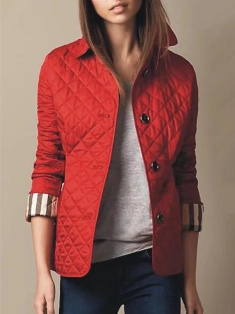Overcoat Jacket Top Women Lapel Autumn Winter Classic Plaid Blazer Single Breasted Street Clothing Cotton Fashion Full Sleeve 241007