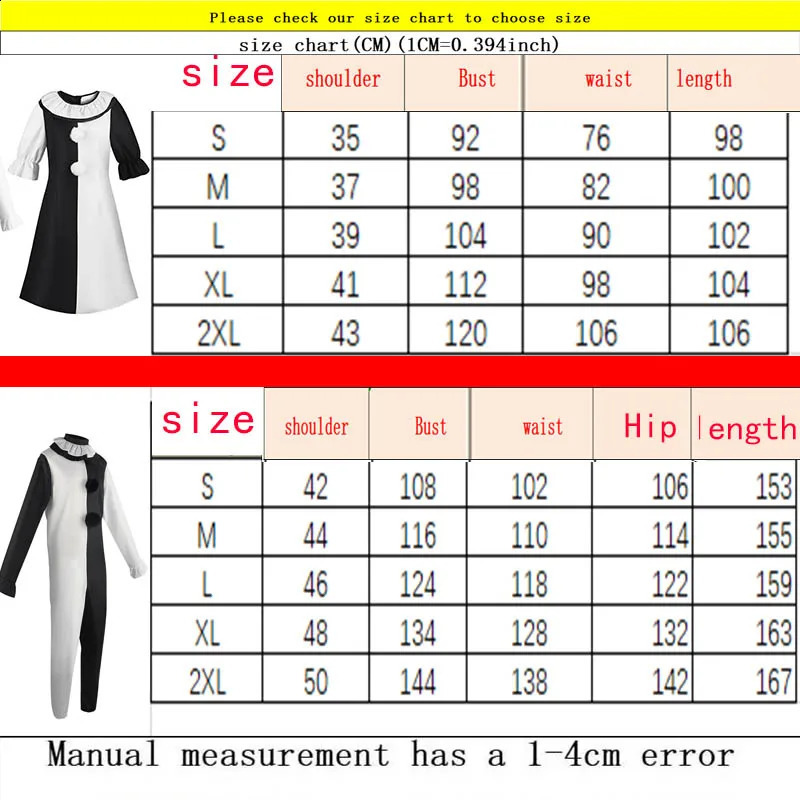 Terrifier cosplay costume for femalemale horror carnival party skin tightening black and white killer clown Halloween jumpsuit 241007