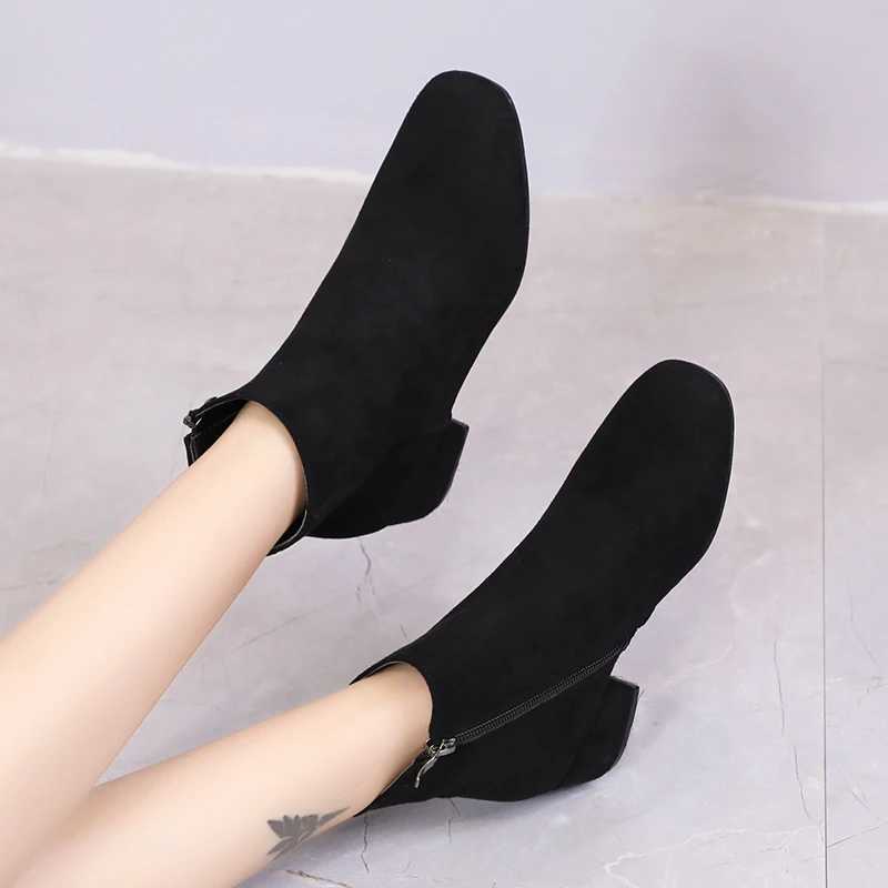 Womens Winter Boots 2024 New Suede Dress Women Warm Boots Fi Mid-Heel Wool Warm Womens Ankle BootsXJ250217