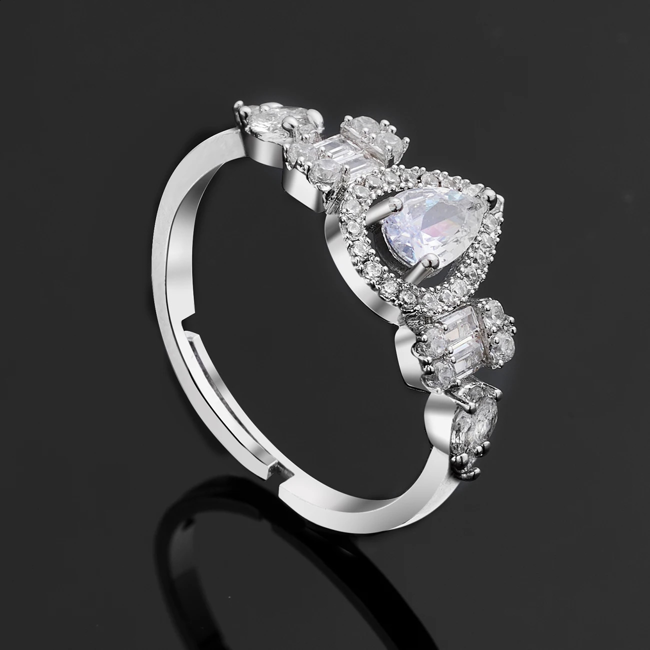 2024 4-piece Ring Cubic Zirconia Bridal Dubai Nigeria Crystal Wedding Jewelry Set 241007 Z260313