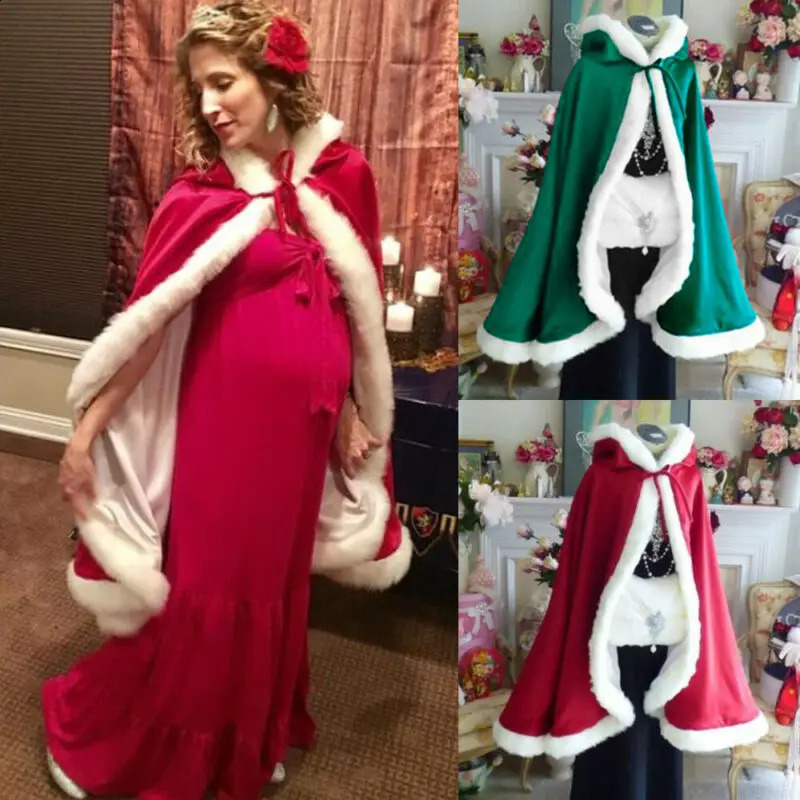 Adult and childrens clothing womens hoodies Christmas cloaks Mrs Santa Claus velvet fur shawls red Cape Town party roleplaying 241007