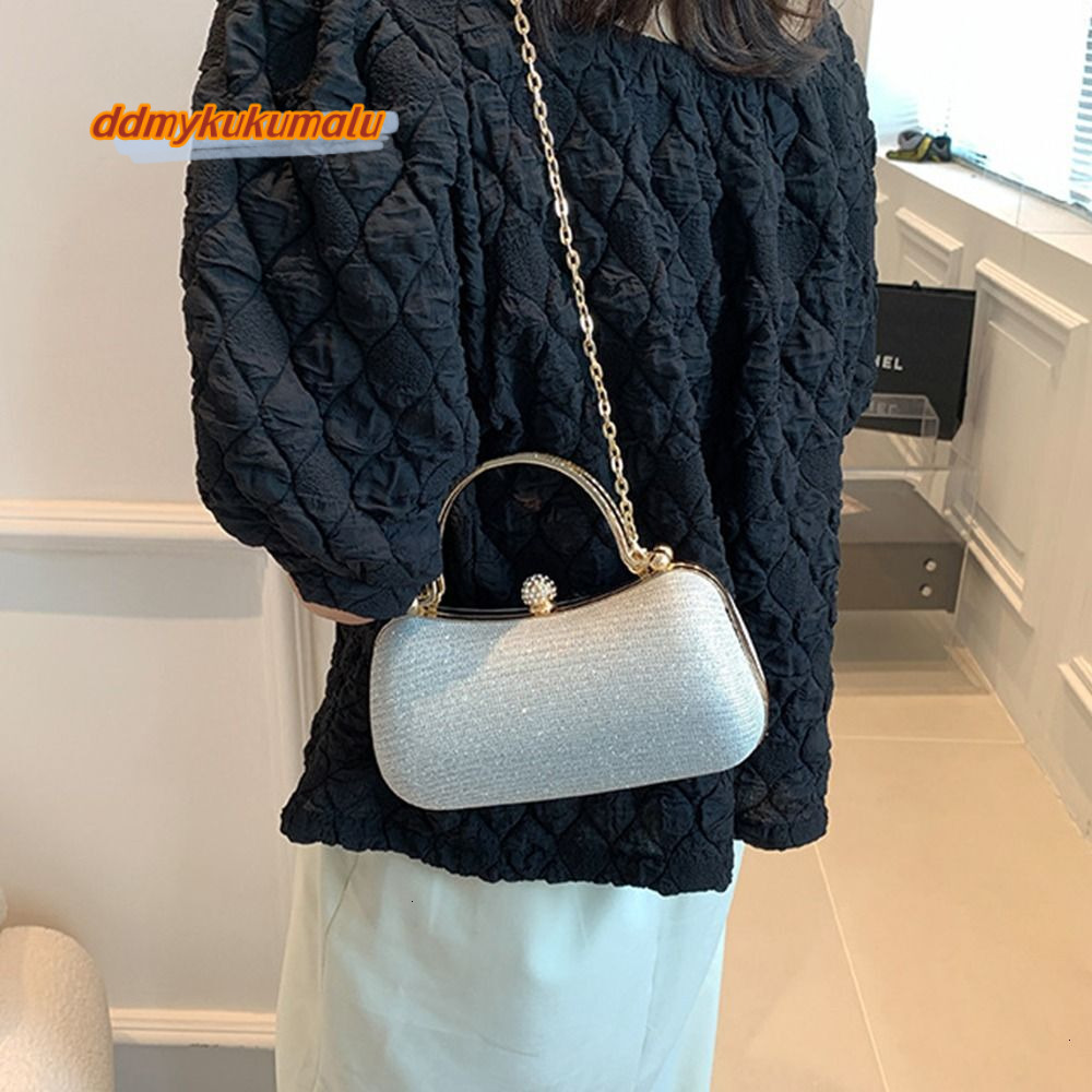 Dinner Evening Fashion Egg Shape Clutch Bag Women Handbags Beaded Rhinestones Chain Purse for Party H6.21#16.5 ddmykukumalu