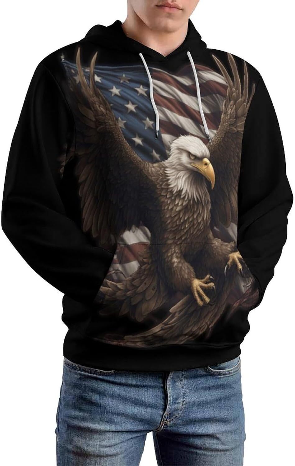 Hoodie for Mens Womens Mens Patriotic American Flag Sweatshirt Retro Skeleton Autumn Winter Long Sleeve Pullover Hoodies Graphic Hoodies sweatshirt