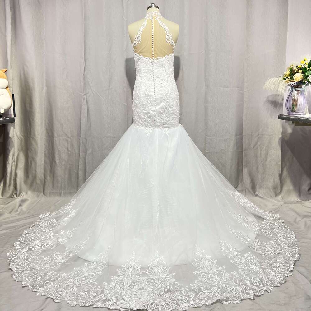 MYYBLE 2022 Arabic Aso Ebi Vintage Lace Beaded Sheer Neck Mermaid Bridal Dresses Sexy Cheap Wedding Gowns