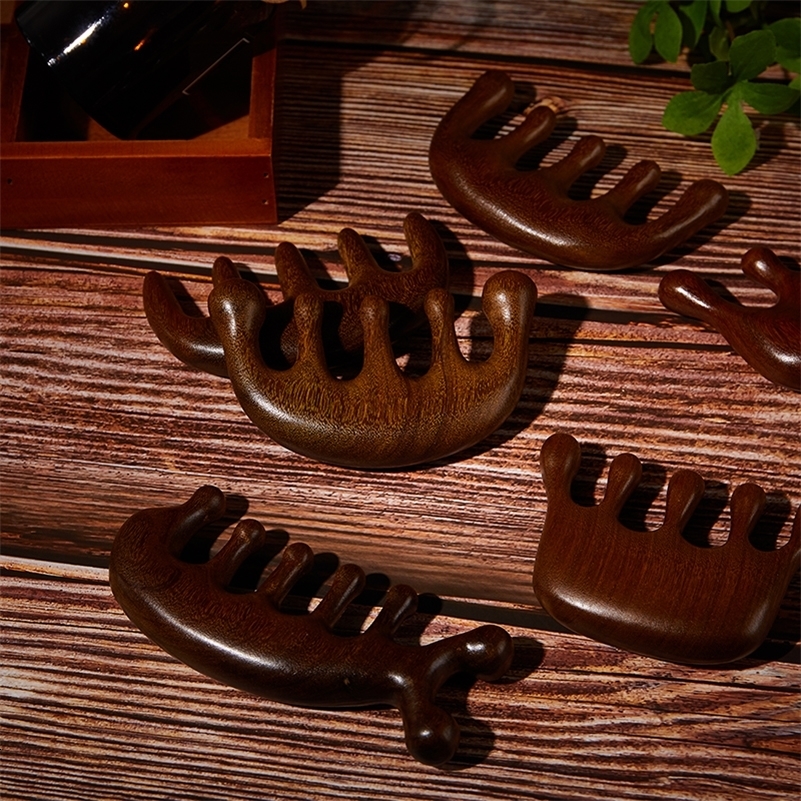 Wood Therapy Massage Comb Head Face Scalp Gua Sha Massager Natural Sandalwood Wide Tooth Guasha Scraping Body y240911