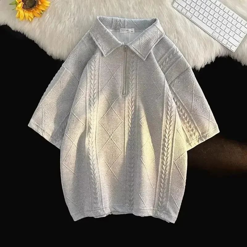 Mens Polo Shirt Short Sleeve T-shirt Set Summer Trendy Loose Top Mens Ropa Mens Wear 240930