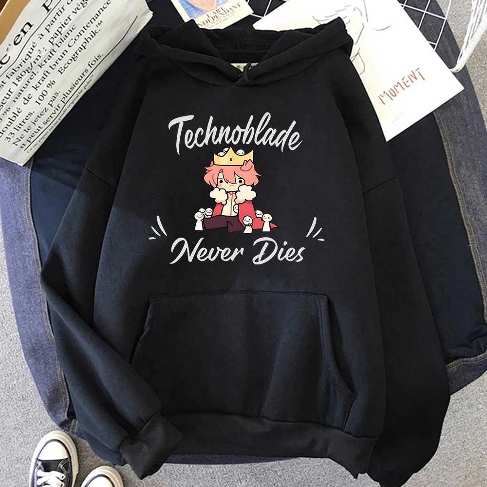 Mens Hoodies Sweatshirts Dream SMP Game Crewneck Hoodie Retro Style Technoblade Never Dies Print Sweatshirt Funny Cartoon Tops WomenMen Kawaii Hoodi Y