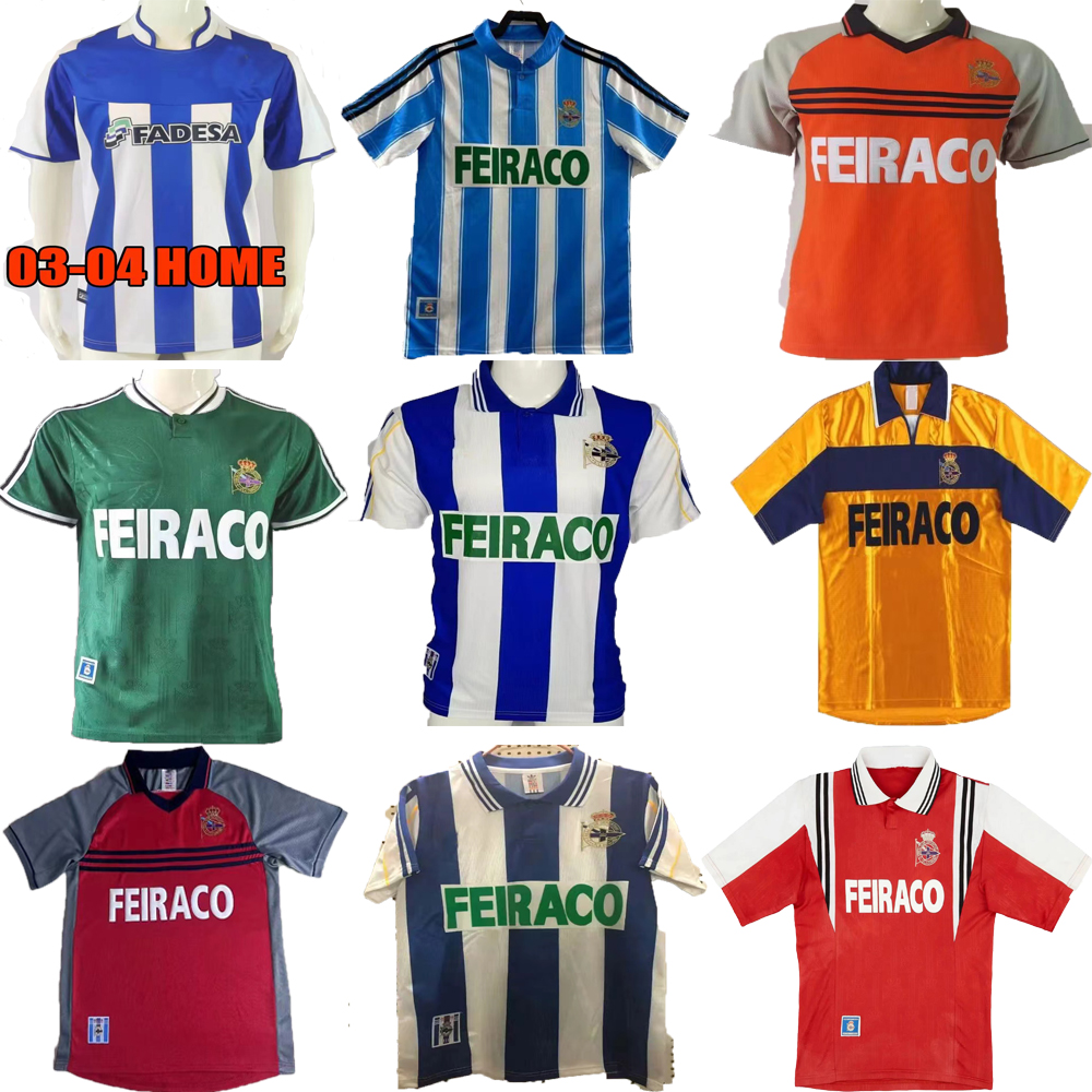 1998 1999 2000 2003 2004 Deportivo retro de La CoruNa soccer jersey 99 00 03 04 Deportivo La Coruna VALERON MAKAAY bebeto BITINHO classic vintage football shirt