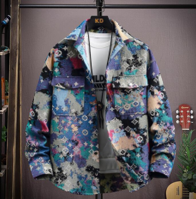 designer jacket men long sleeve tie-dyed vintage luxury jeans jackets for autumn denim cloting national style mens coat