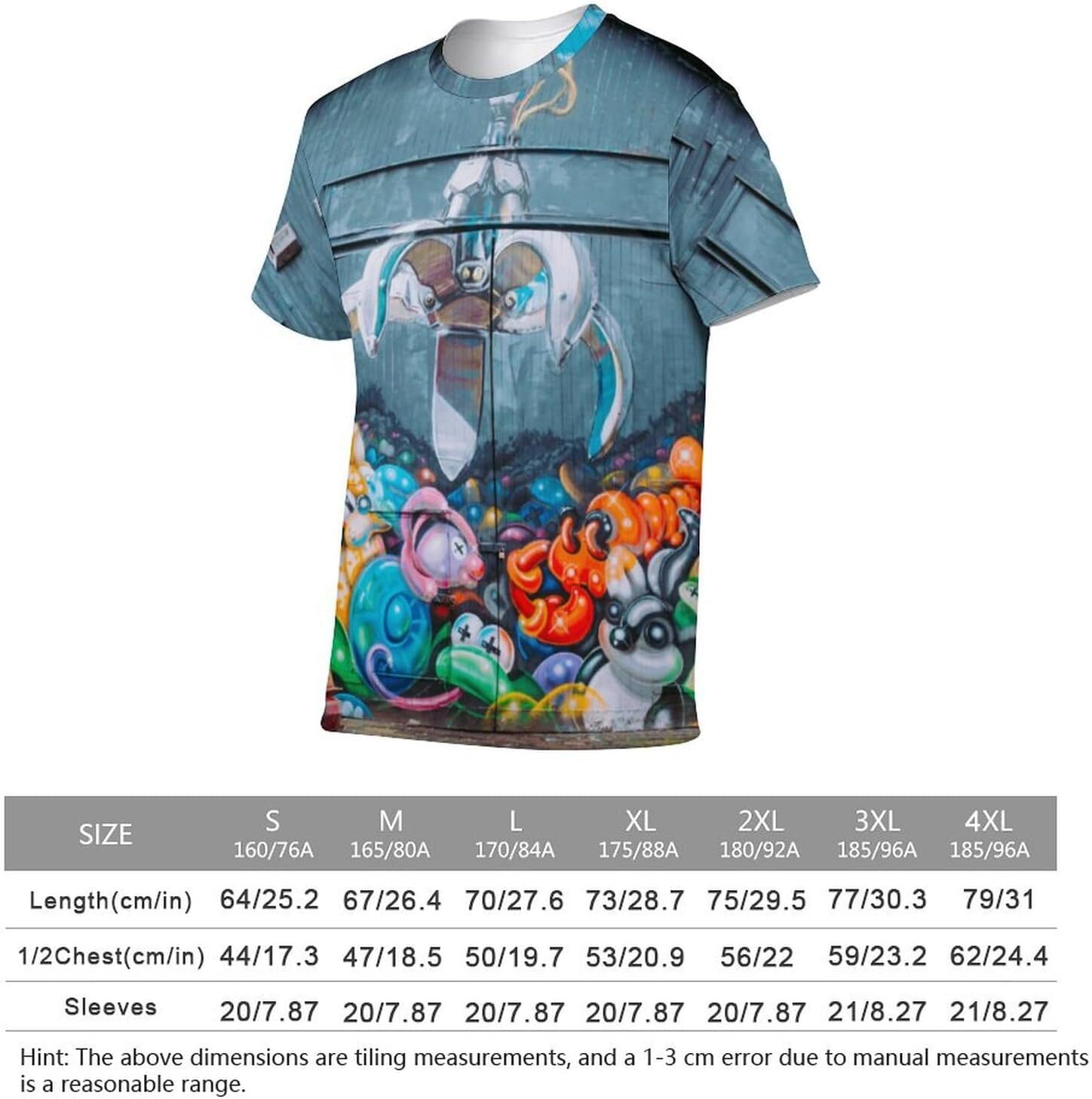 Mens T shirt Street Graffiti Novelty Casual T-Shirt - Trendy Urban Wear for Men and Women graphic tee Casual tops summer clothes Short sleeve cool