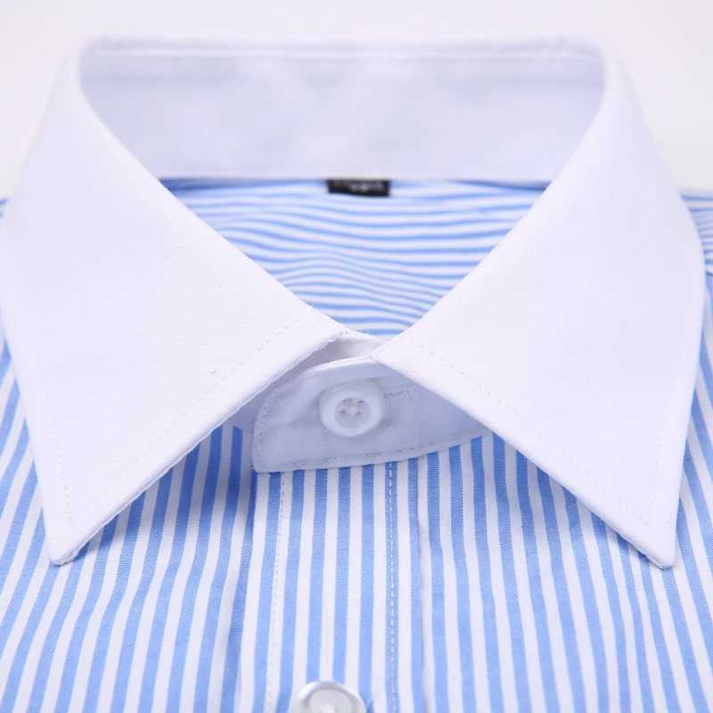 Mens Classic French Cuff Striped Dress with Single Patch Pocket Standard Fit Long Sleeve Wedding Dress (Including Cufflinks) X2410071