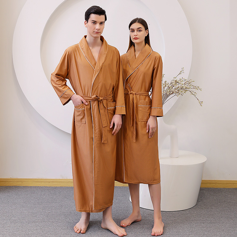 Designer 2024 Summer Thin Satin Bathrobe With Water Absorption Quick Drying, Couple's Sleeping Robe, Women's Long Plus Size, Yukata, Men