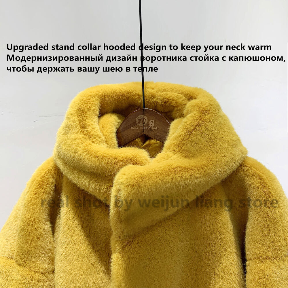 3Xl Hooded Long Faux Mink Women Winter Pink Plush Coat Thick Fake Fur Teddy Overcoat Factory Sell Fluffy Jacket