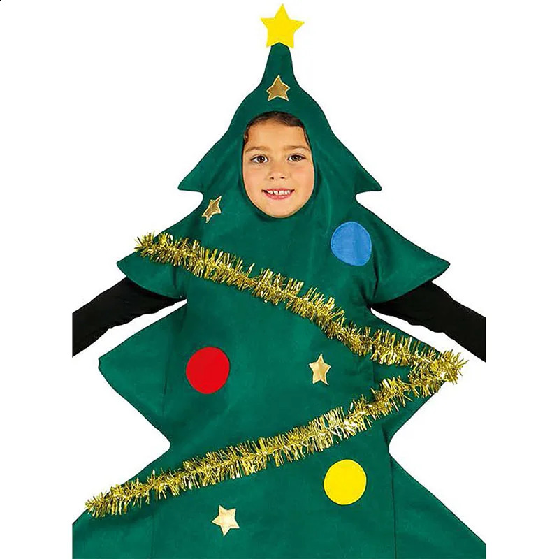 Cute Christmas tree shaped roleplaying costumes for parents children parties short sleeved mini dresses women girls and Year 241007