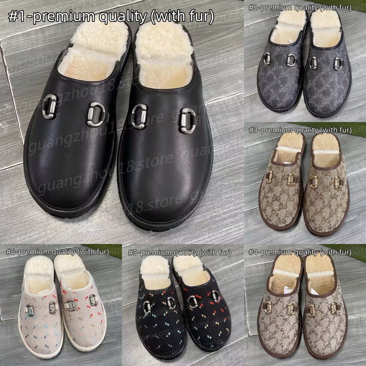 (go off picture not the description) 10A Premium Designer Baotou Slippers with Fur no Fur Women Men's Winter Shoes Fashion Style Mules 29192