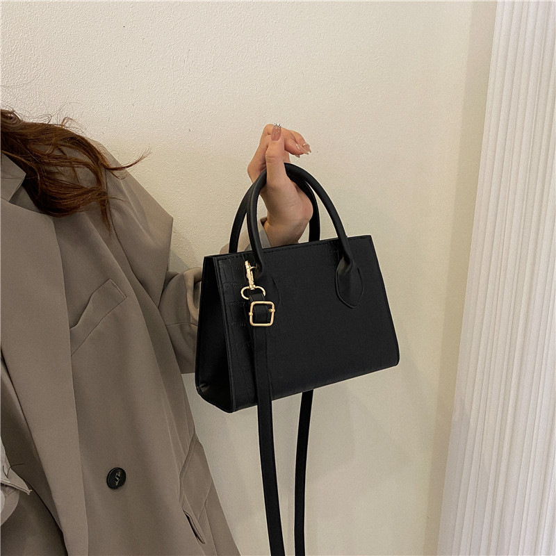2024 Designers Bags Stone Pattern Handbag Women Fashion Pu Leather Black Crossbody Shoulder Bag
