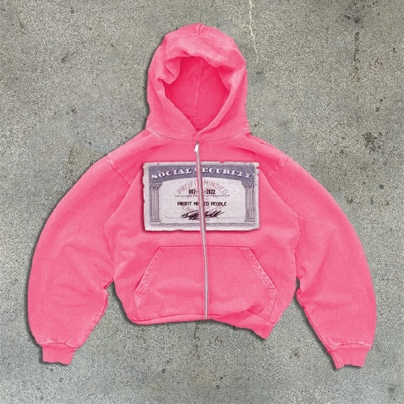 Zip Hoodie Y2K Clothes American Harajuku Hip Hop Graphic Print Retro Oversized Hoodie Sweatshirt Mens Womens Rock Gothic Jacket 241007