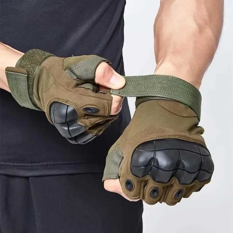 Outdoor Tactical Fingerless Gloves Hard Finger Knot Color Bullet Airgun Hunting Combat Cycling Half Finger Gloves CL241008