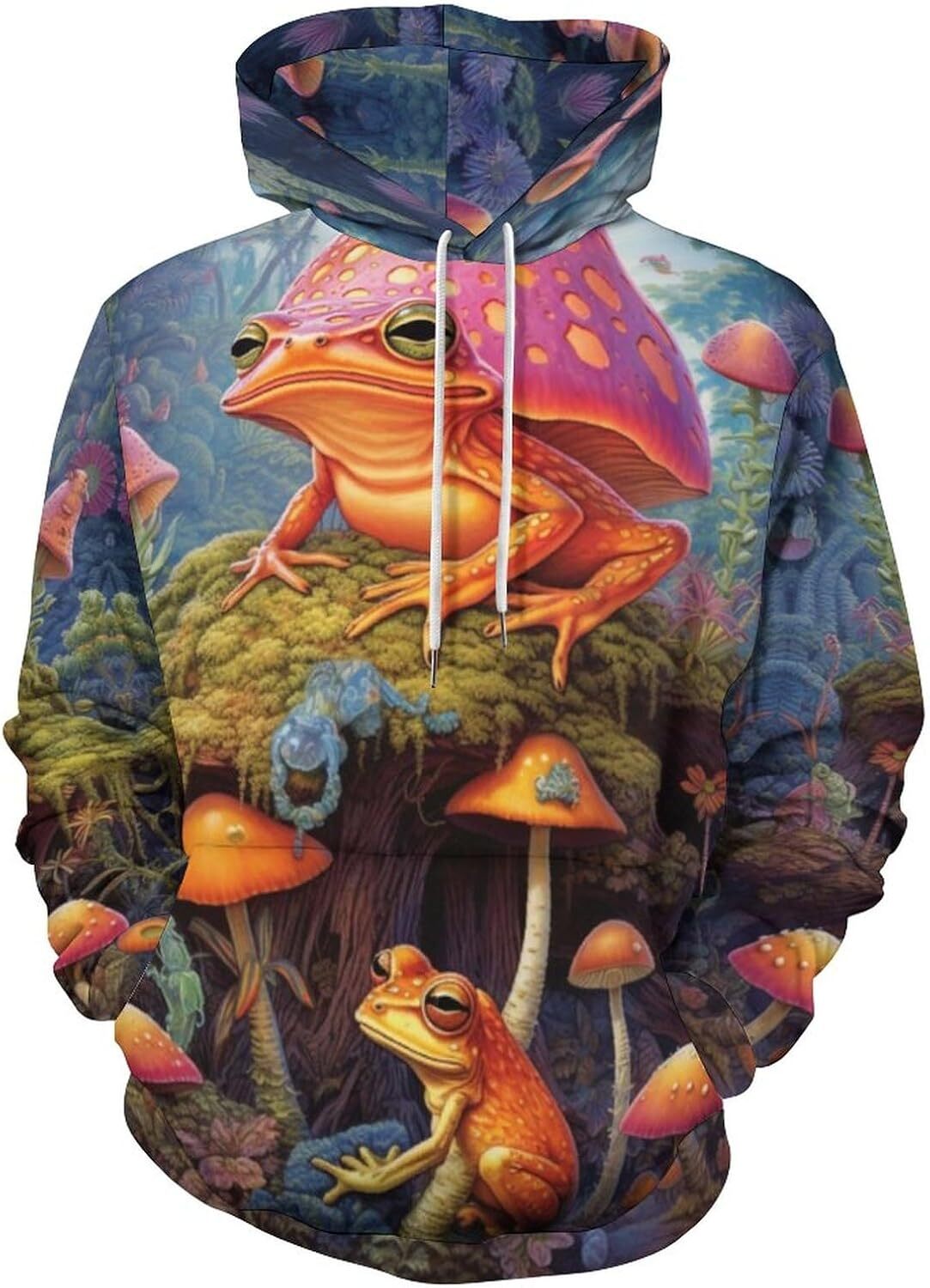 Hoodie for Mens Womens Unisex Psychedelic Forest Frog Sweatshirt Novelty Autumn Winter Pullover Hoodie Graphic Hoodies sweatshirt Pullover Long Sleeve