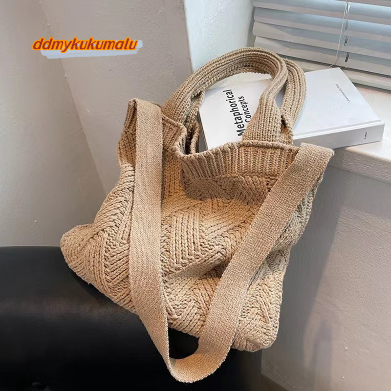 Knitting Women's Shoulder Bag Fashion Hollow Out Tote Ladies Female Woven Shopper Purse Lady Crossbody Handbag H6.27#23 ddmykukumalu
