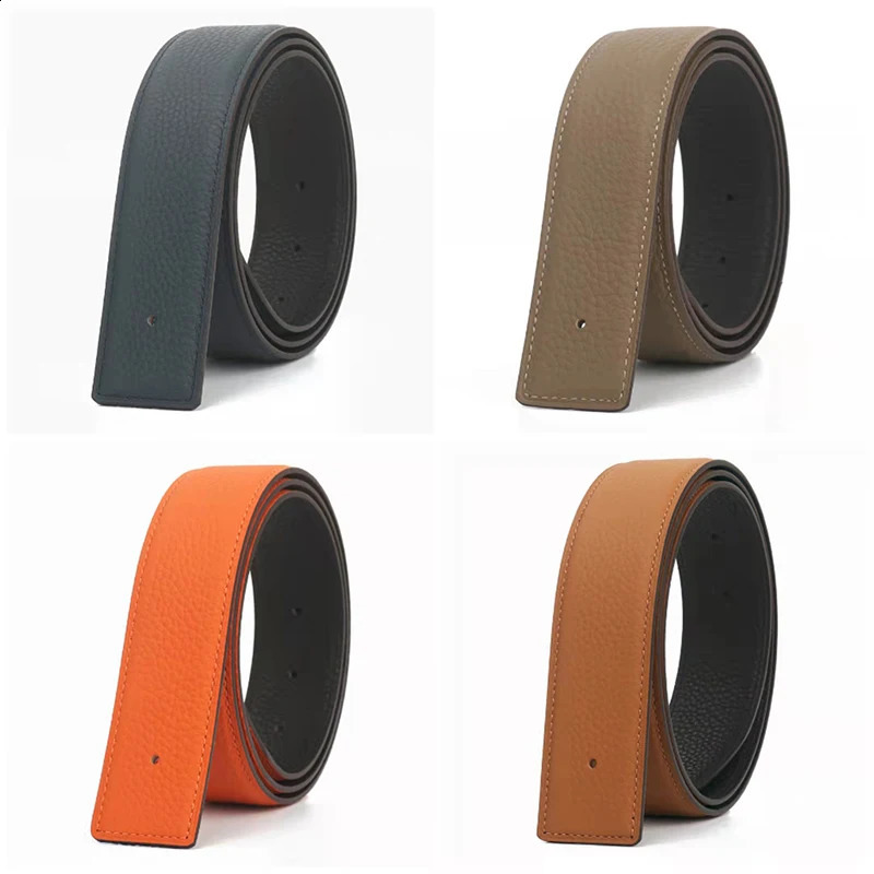 32 38MM wide belt suitable for H-buckle top layer genuine denim belt suitable for neutral double-sided dual color one for two colors 240925