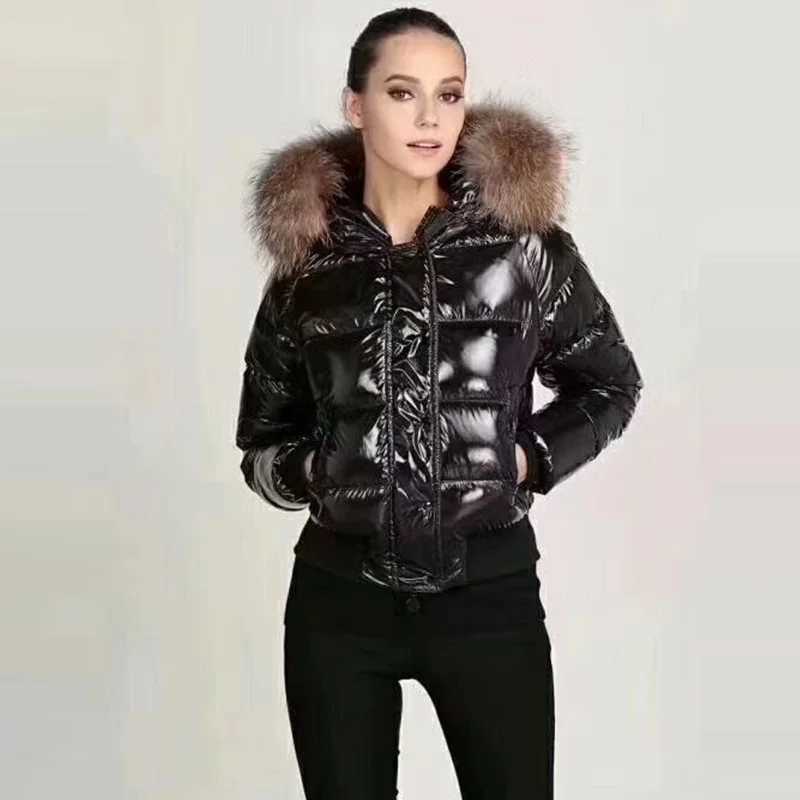 Real Fur 2024 New Winter Jacket Women Parka Hooded Waterproof Down Parka Female Jacket Glossy Short Coat Woman Slim Warm OutwearX241007