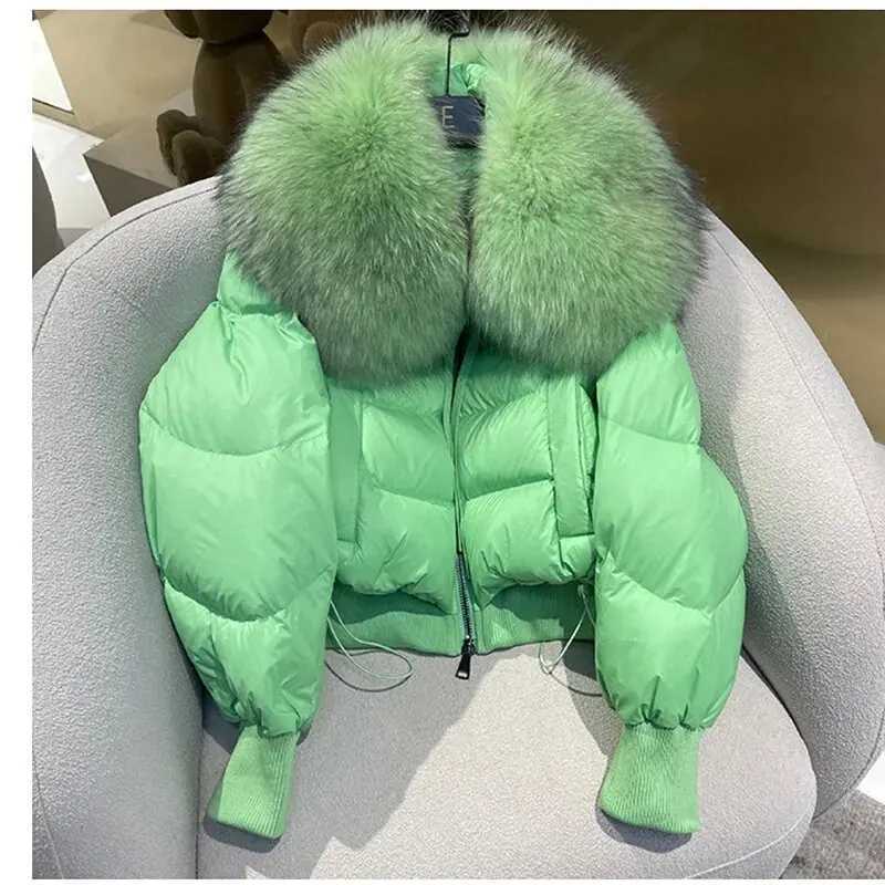 Winte Green Big Luxury Fur Collar Parka Duck Down Coat Thicken Warm Snow Parka Female Loose Puffer Jacket Outerwear WomenX241007