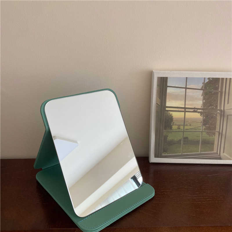 Ins style minimalist bread makeup mirror office foldable desktop vanity mirror portable and portable small mirror