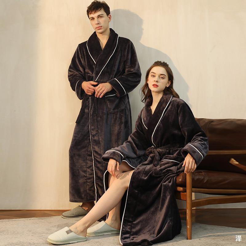 Designer 2024 New Couple Flannel Nightgown Plus Size Bathrobe For Winter