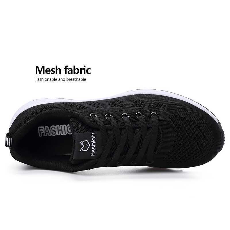 Womens casual sports shoes breathable walking lace flat shoes womens sports running outdoor breathable Tenis Feminino Y241007